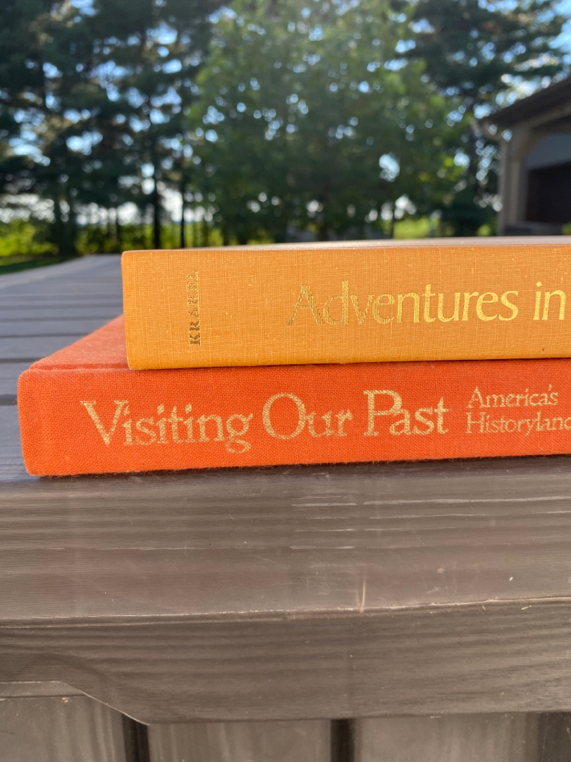 Orange Hardcover Coffee Table Old Books Gold Lettering History Art America  Visiting Our Past America's Historylands