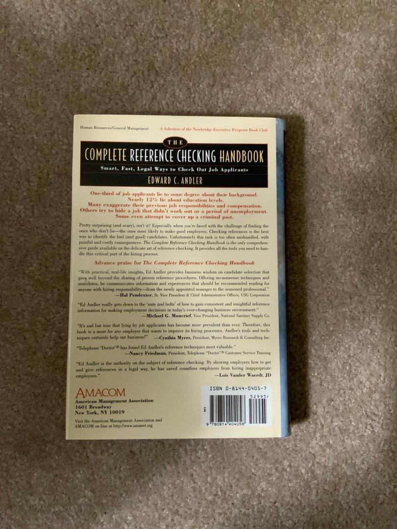 The Complete Reference Checking Handbook by Edward C. Andler