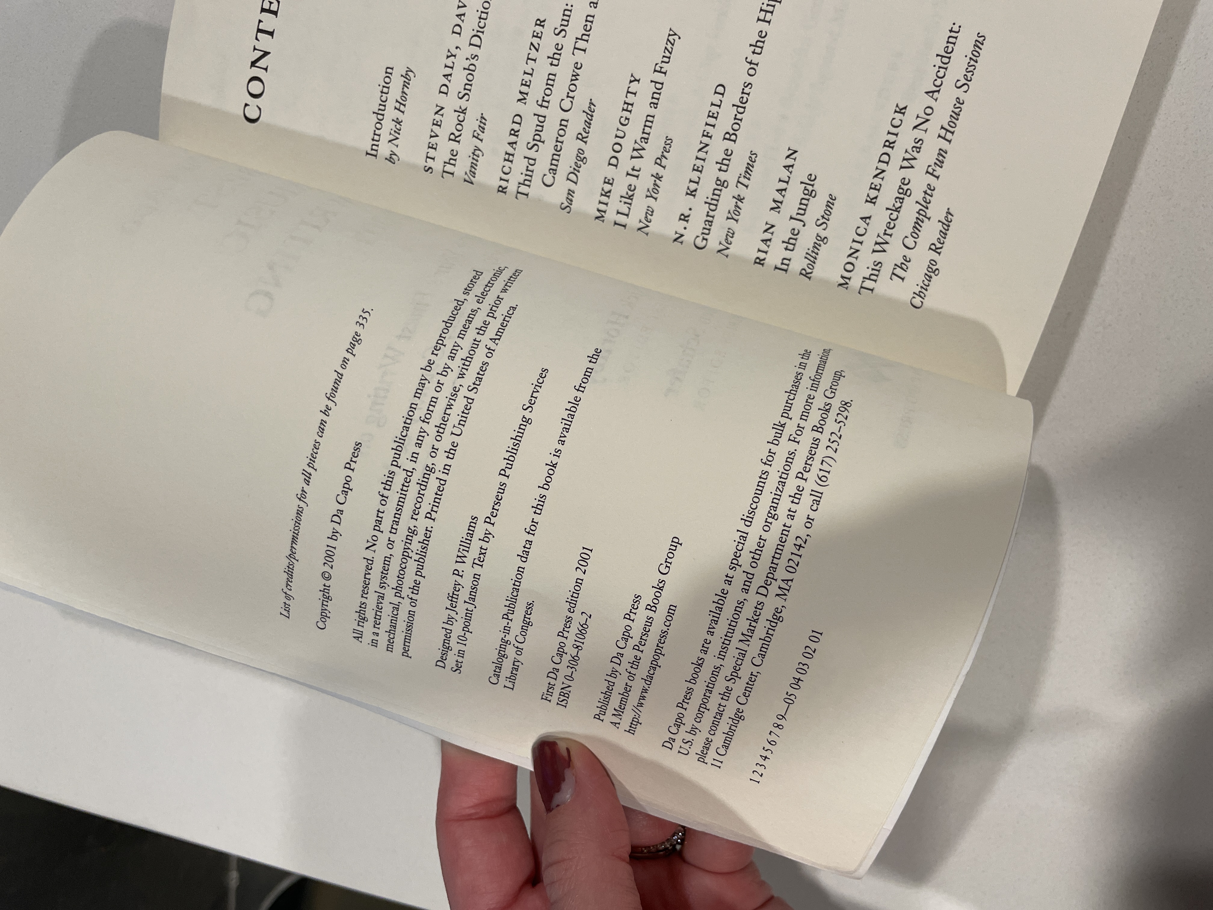 Da Capo Best Music Writing 2001