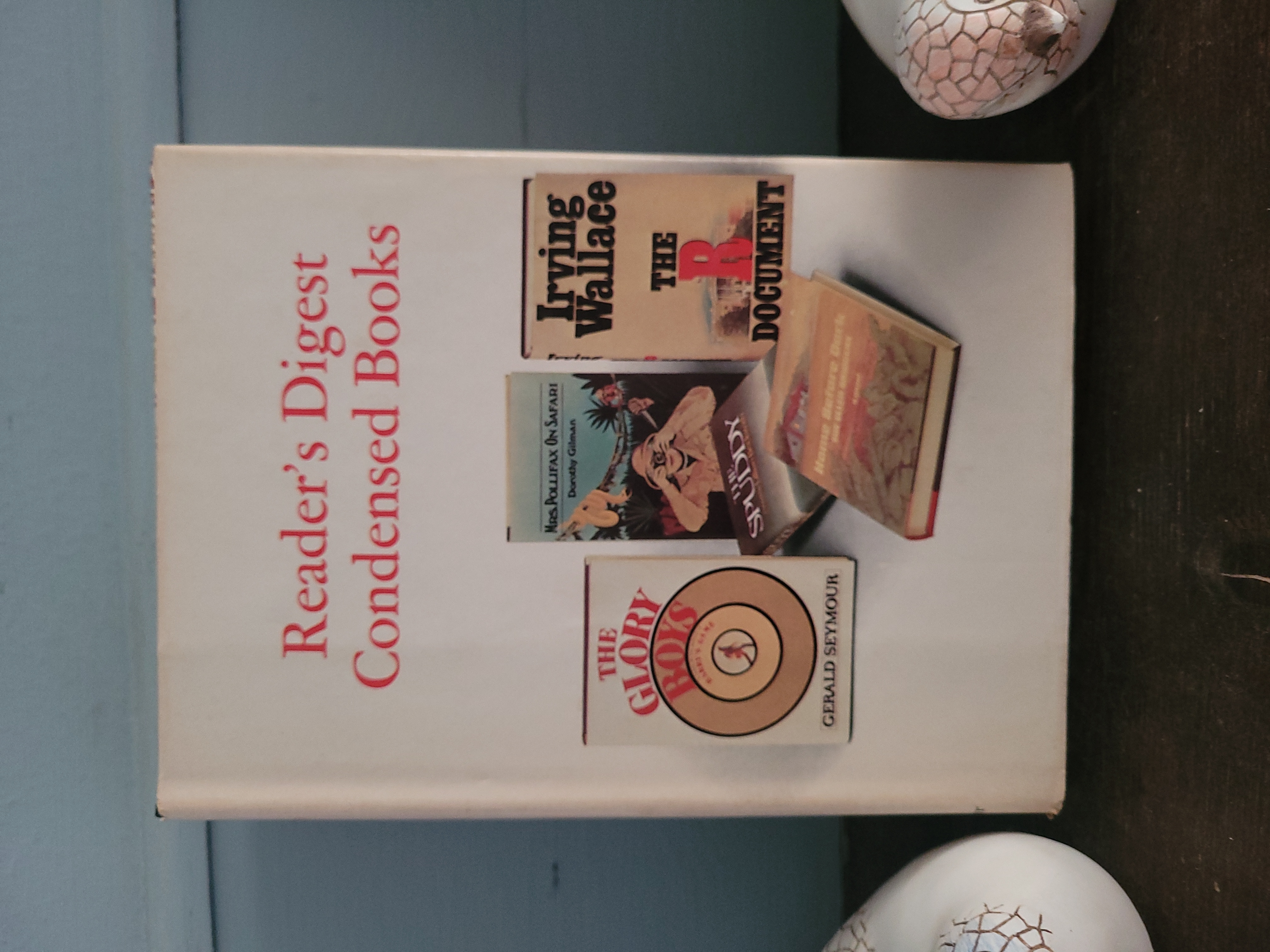 The R Document, Mrs. Pollifax on Safari, Home Before Dark, The Glory Boys, The Spuddy
