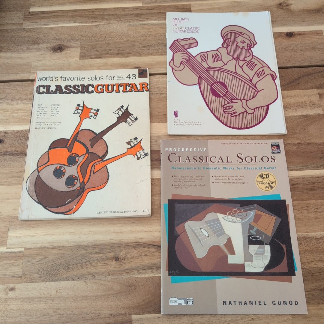 Lot of 3: Progressive Classical Solos & World's Favorite Solos for Classic Guitar & Mel Bay's Folio of Great Classic Guitar Solos