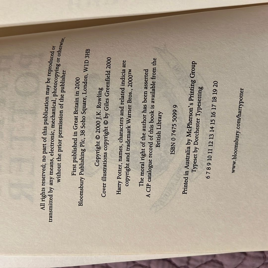 RARE Misprint Harry Potter and the Goblet of Fire