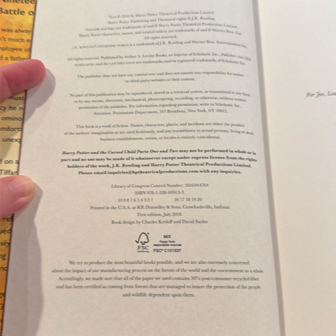 Harry Potter and the Cursed Child Parts One and Two (Special Rehearsal Edition Script)