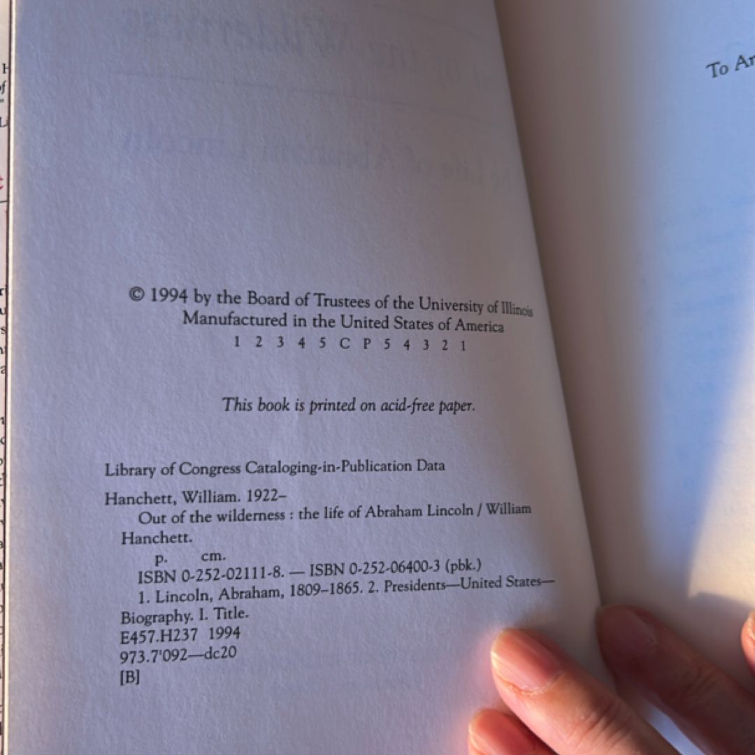 Out of the Wilderness(1994 1st Printing)