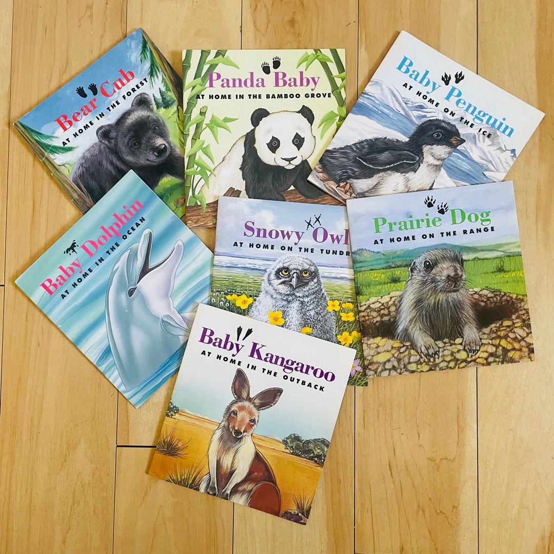 Baby Animal Book Bundle-Lot of 7; Panda, Prarie Dog, Owl, Kangaroo, Bear Cub, Dolphin, Penguin
