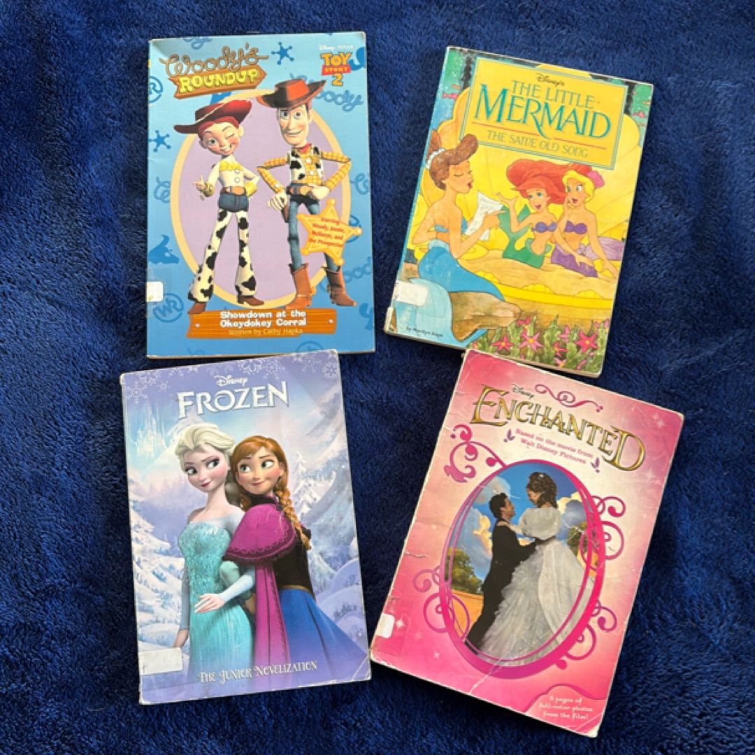 Disney Kids Book Bundle (4 Books) – Frozen, Little Mermaid, Enchanted, Woody’s Roundup