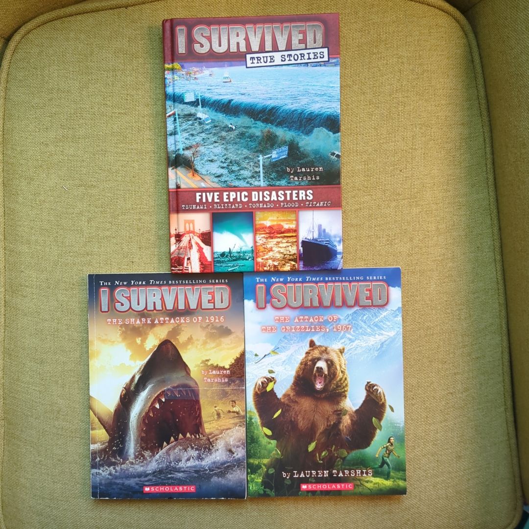 I Survived True Stories, Five Epic Disasters, The Attack of the Grizzlies and Shark Attacks of 1916 Lot