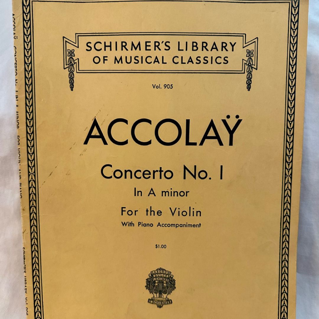 Accolay Concerto No. 1 in A minor For the Violin With Piano Accompaniment
