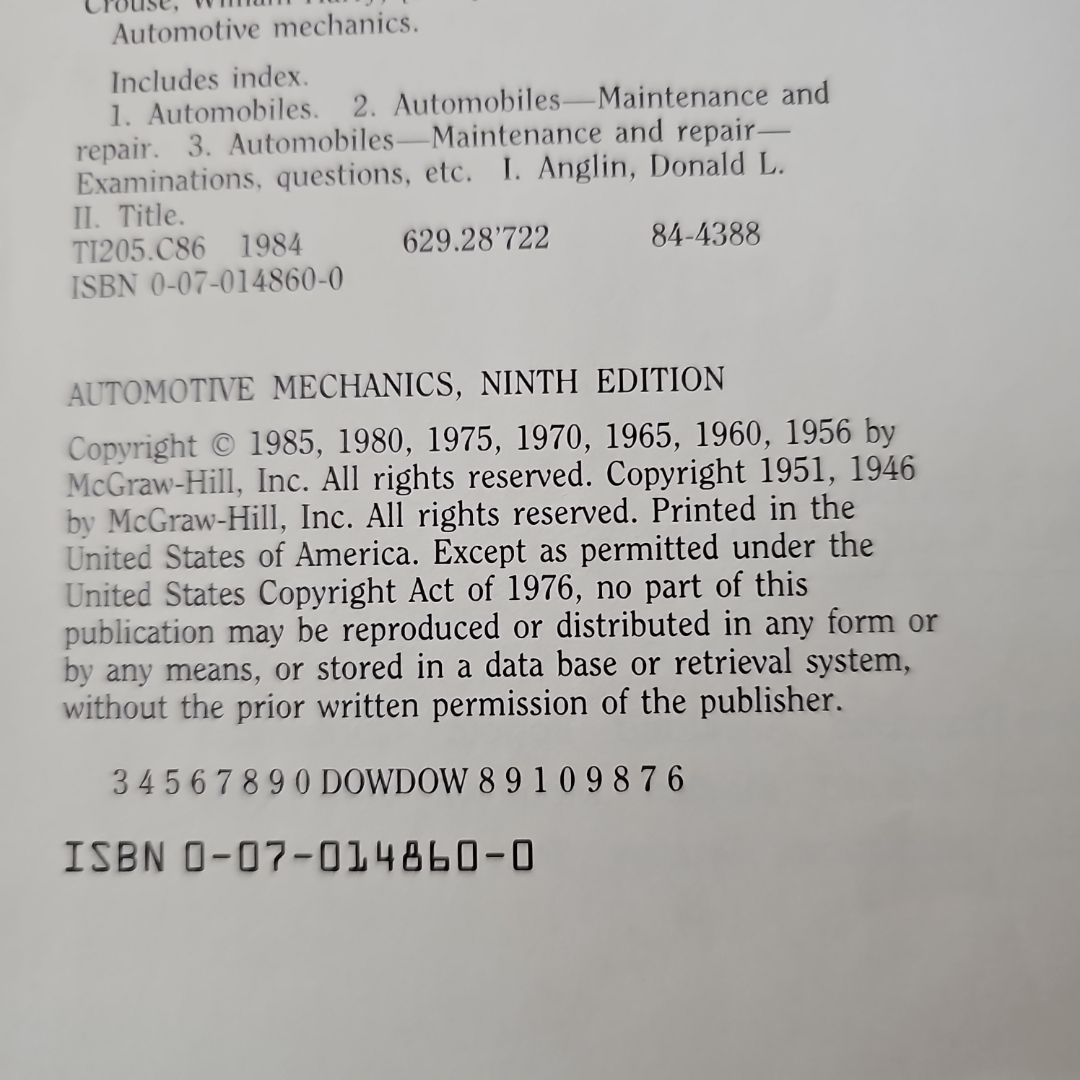 Automotive mechanics. by William H. Crouse, Donald L. Anglin, Hardcover ...