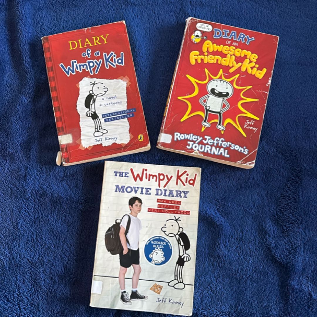 Diary of a Wimpy Kid Books by Jeff Kinney (3-Book Bundle) | Movie Diary & Awesome Friendly Kid