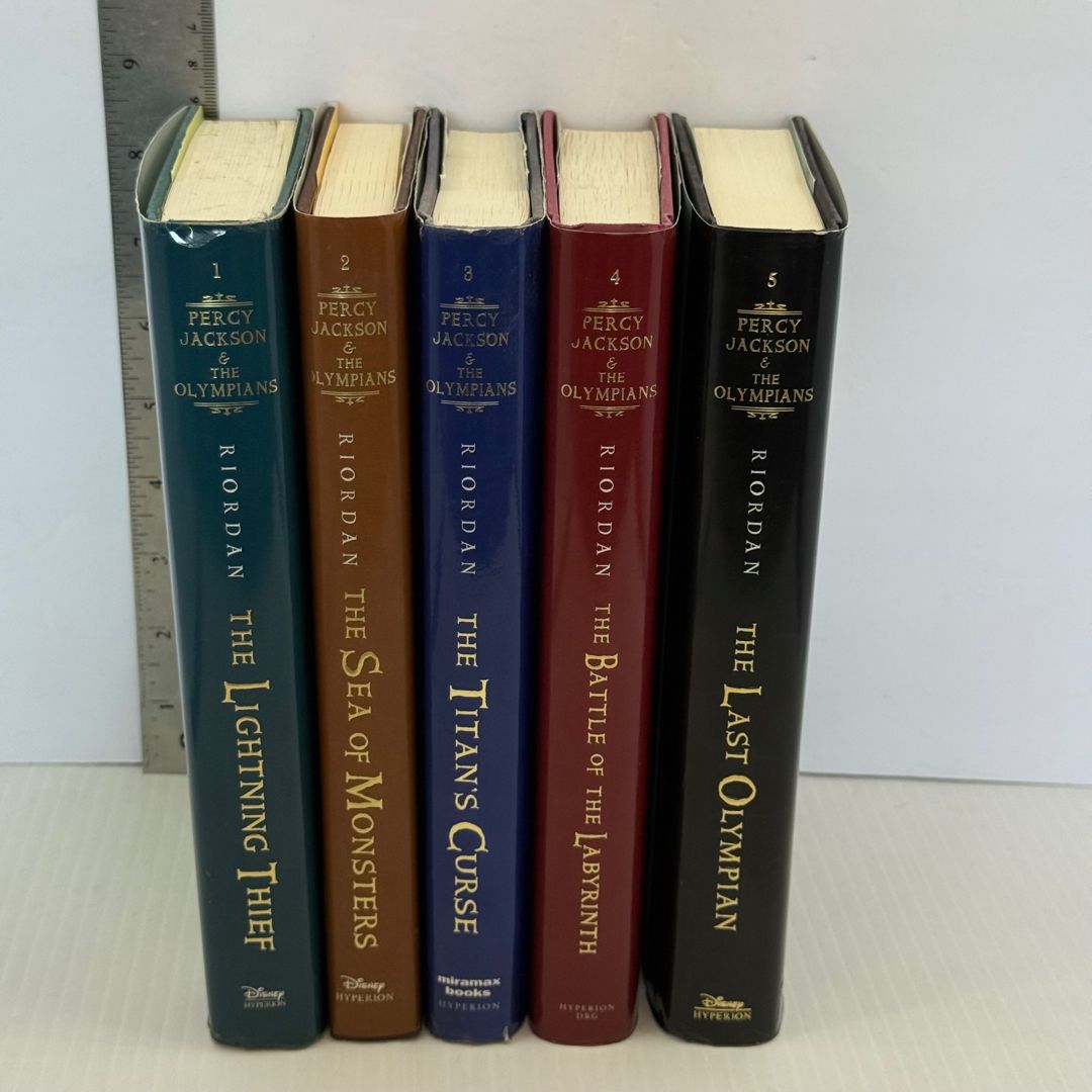 Percy Jackson and the Olympians, Book 1-5 the Lightning Thief (1,2,4,5 SIGNED OOP COVER 1st edition)