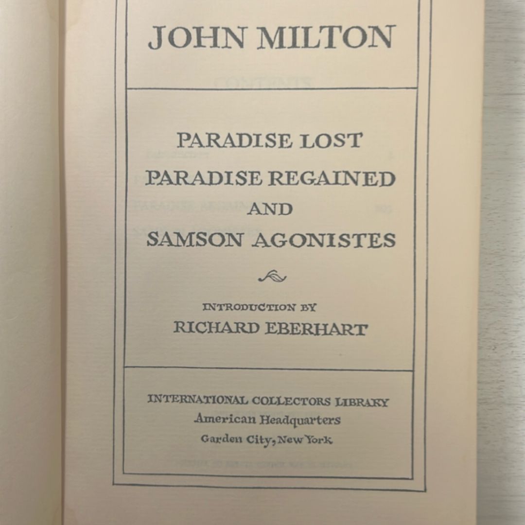 PARADISE LOST PARADISE REGAINED AND SAMSON AGONISTES