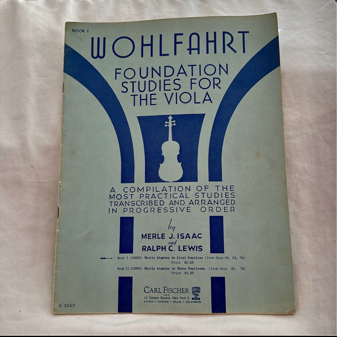 VINTAGE Wohlfahrt Foundation Studies for the Viola, Book 1, copyright 1938.