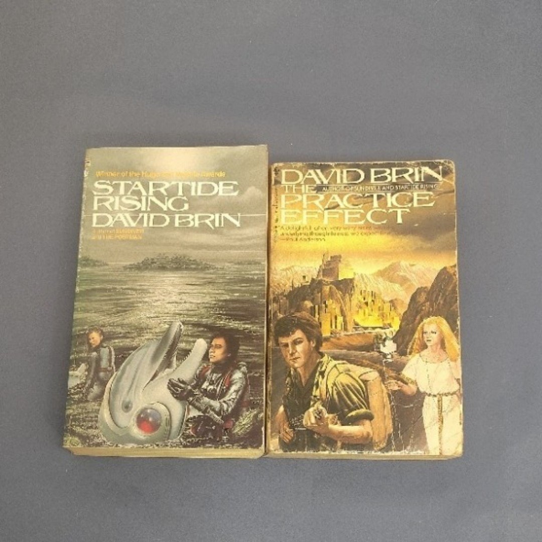 David Brin 2 Book Lot Startide Rising Practice Effect Vintage Sci-Fi Bantam