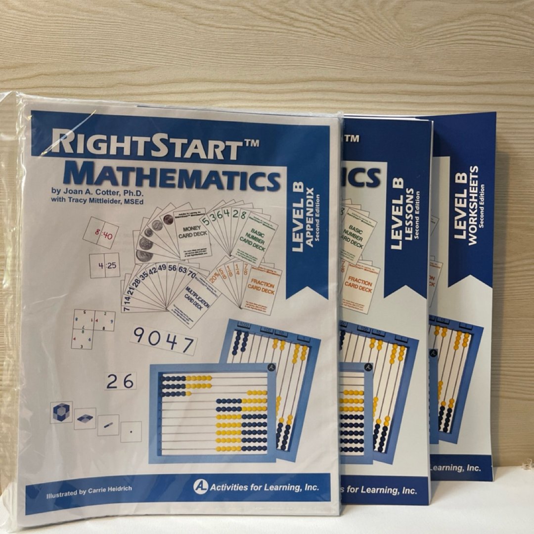 RightStart Mathematics Level B Lesson Book, 2 Worksheets Books & Appendix Pages