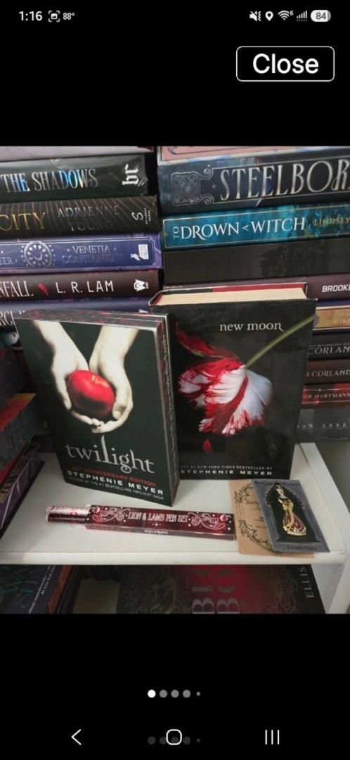 Twilight and New moon plus owlcrate pin and pen set merch ya Paranormal romance