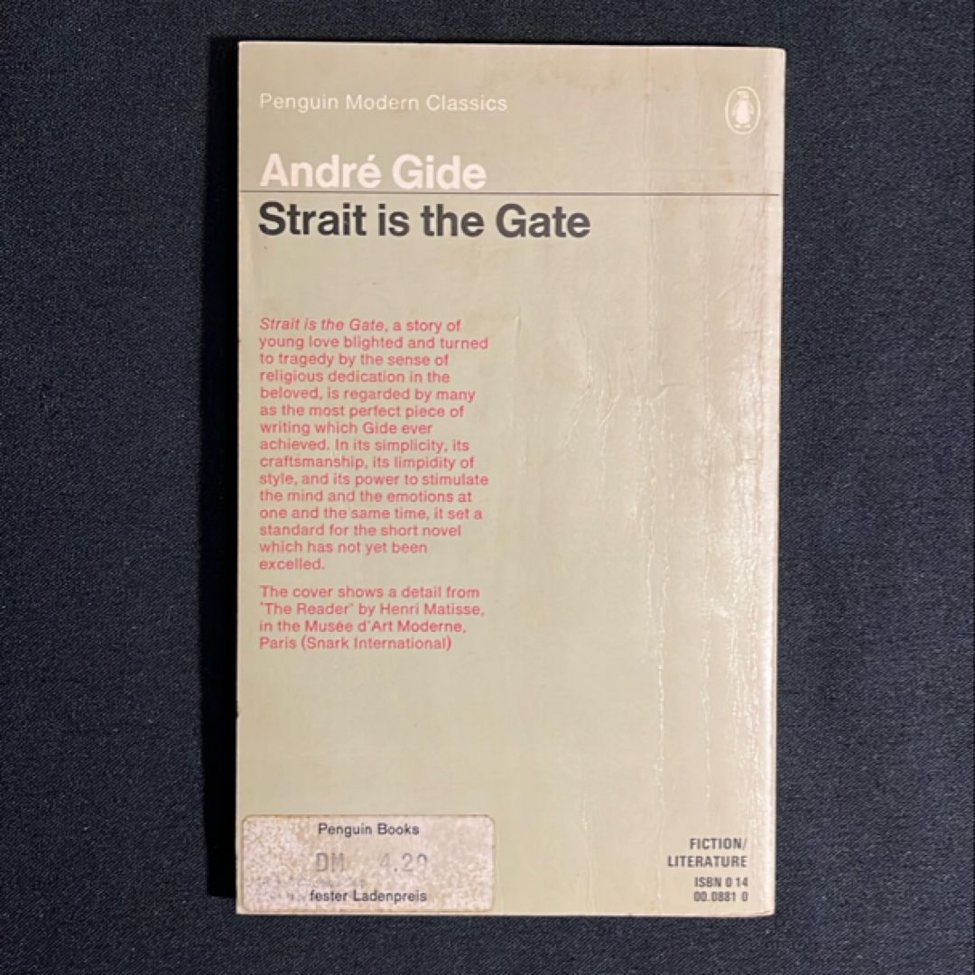 Strait Is the Gate by André Gide, D. Bussy