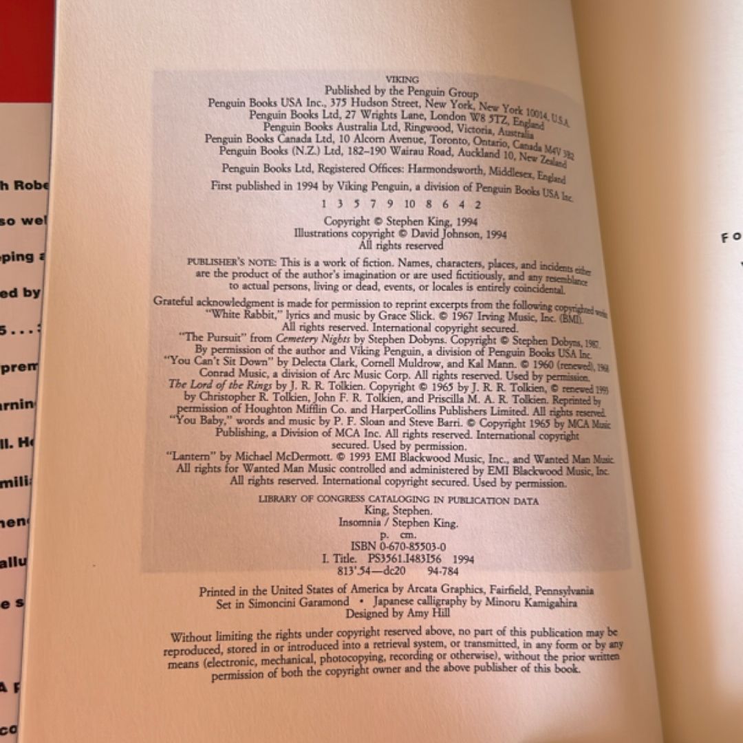 Insomnia (1994 1st Printing )
