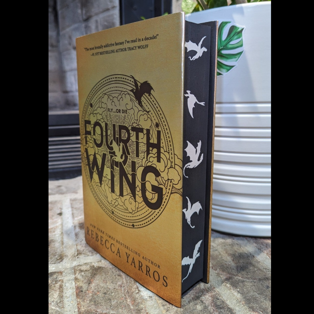 FOURTH WING by Rebecca Yarros with Stenciled/ Sprayed Edges