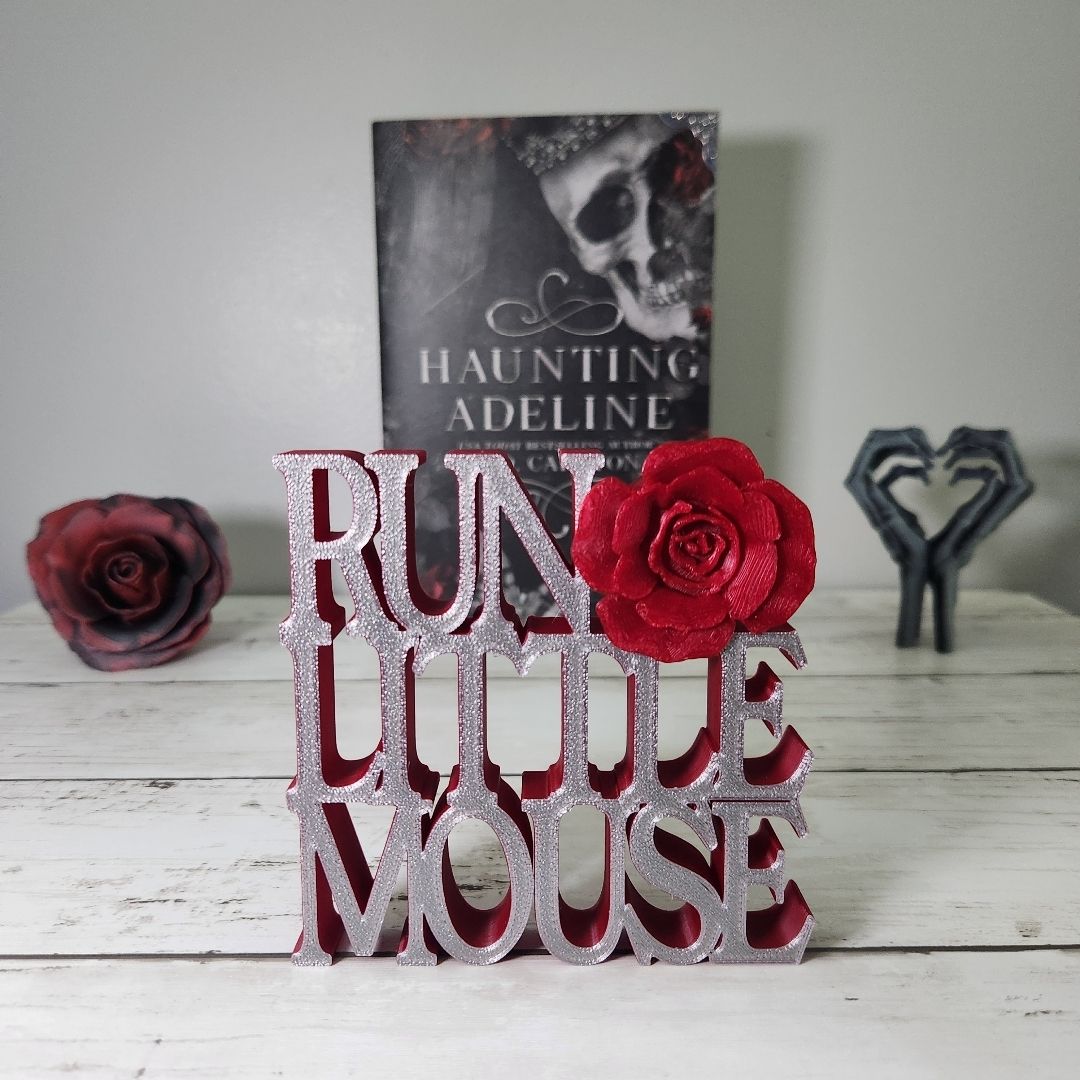 Haunting Adeline Run Little Mouse Shelf Sign - Silver & Dark Red
