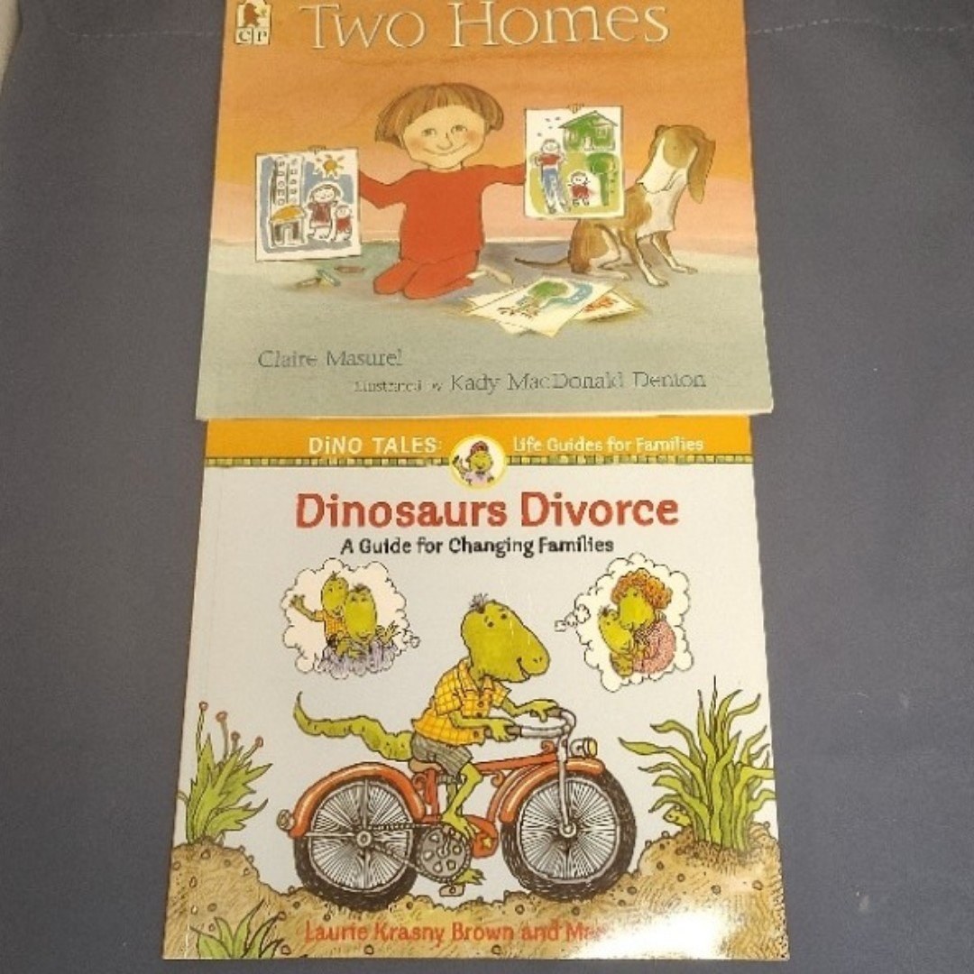 Kids Divorce 2 Book Lot Two Homes Dinosaurs Divorce Family Separation Books