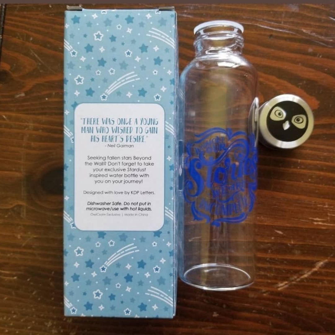 Stardust quote glass water bottle