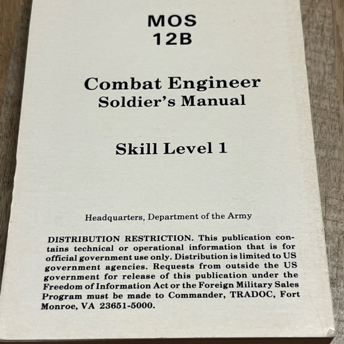 STP 5-12B1-SM MOS 12 B Combat Engineer Soldier's Manual 1986 Skill ...