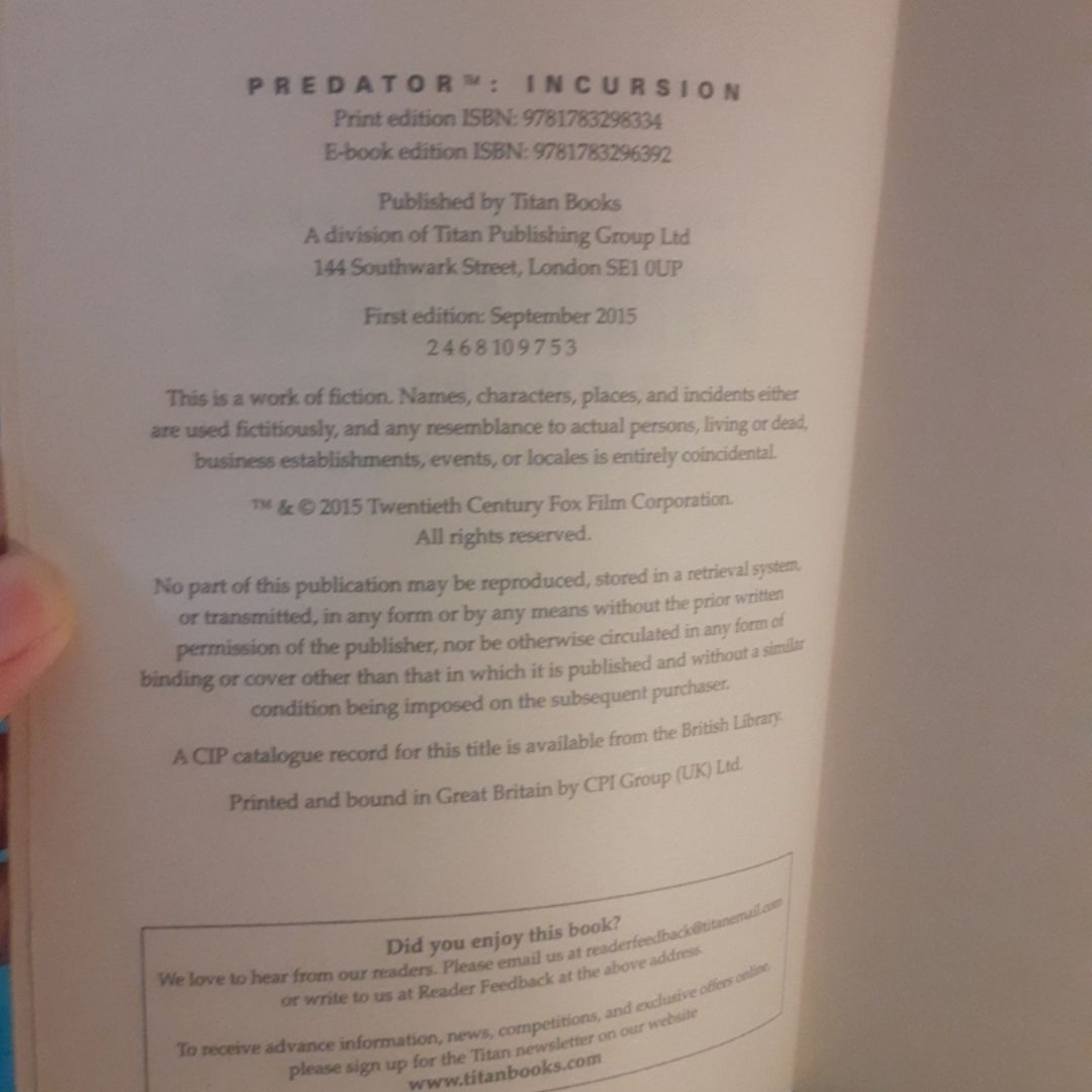 Predator - Incursion by Tim Lebbon