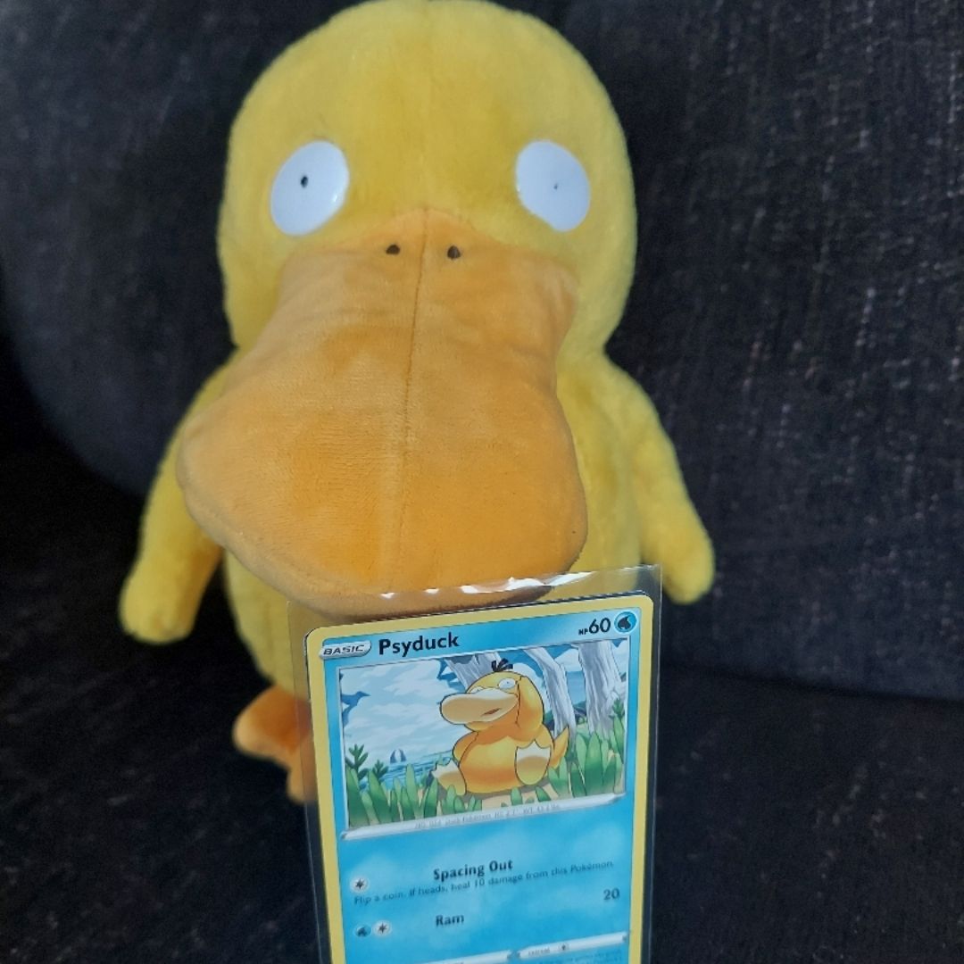 Pokemon Psyduck plush with pokemon card