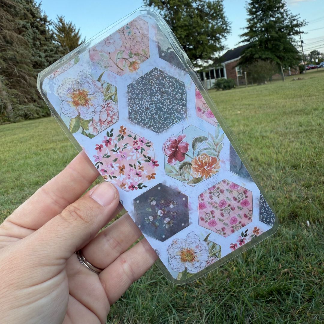Honeycomb floral pattern bookmark 🩷