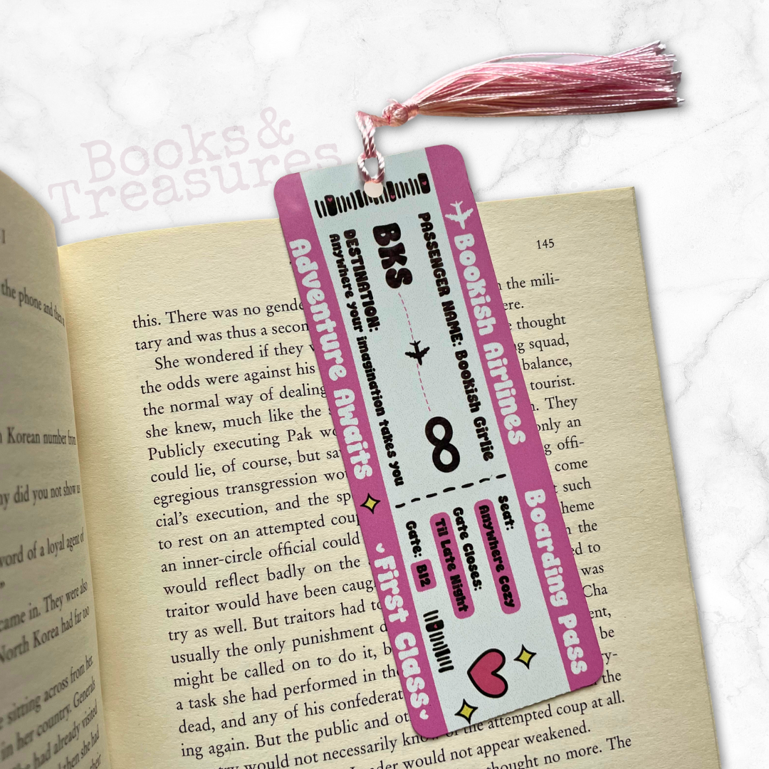Bookish Airlines Metal Bookmark Handmade 