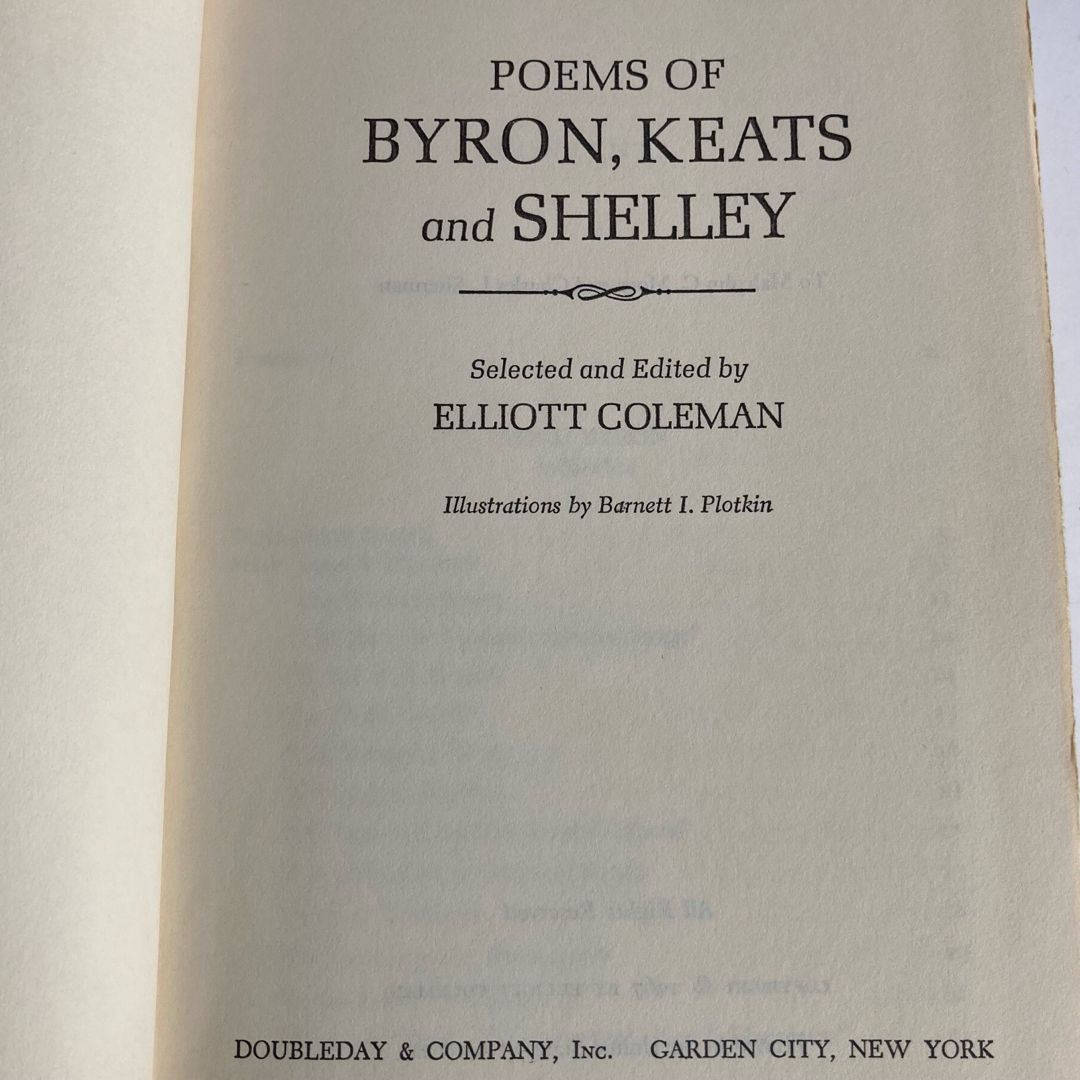 Poems of Byron, Keats, and Shelley