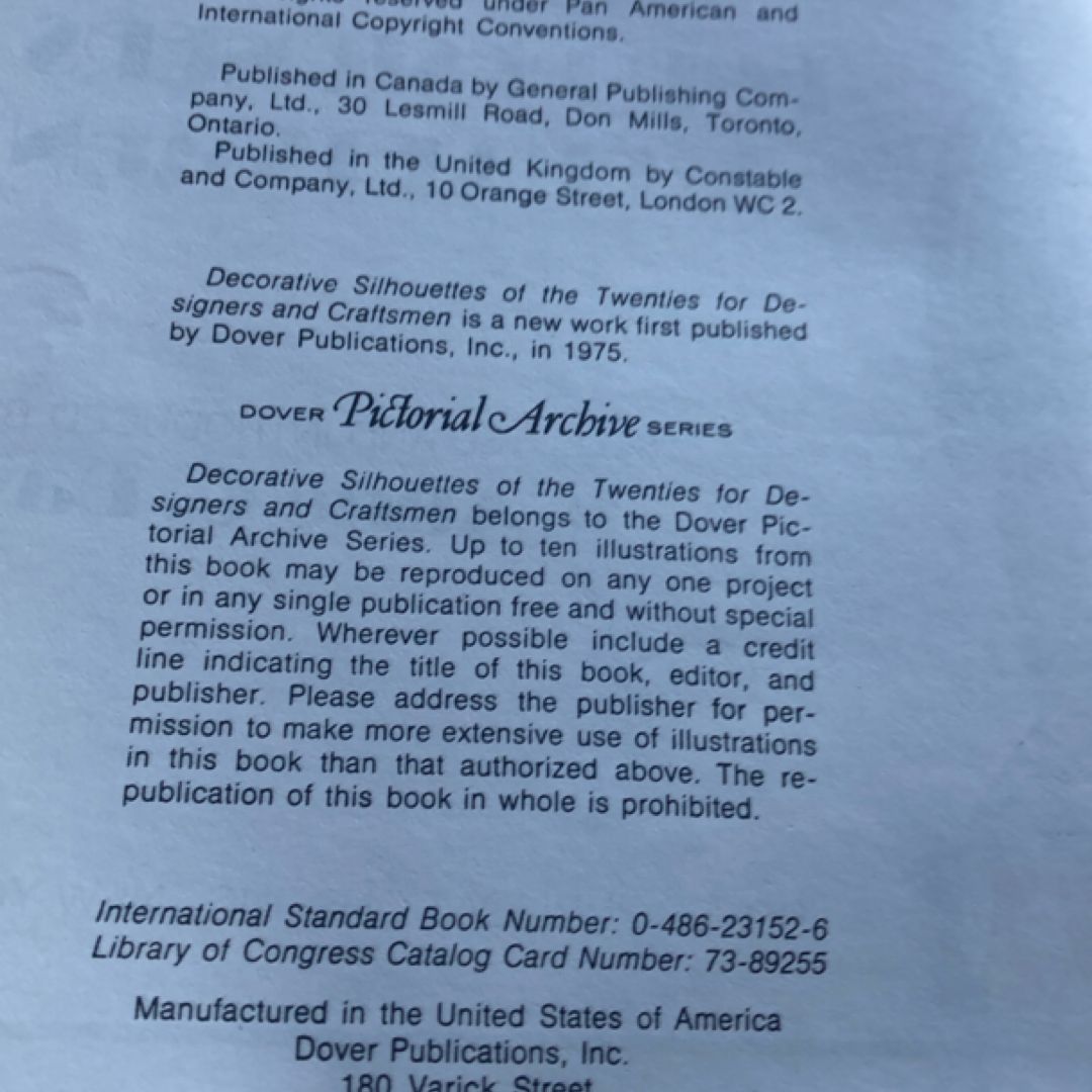 Decorative Silhouettes of the Twenties for Designers and Craftsmen