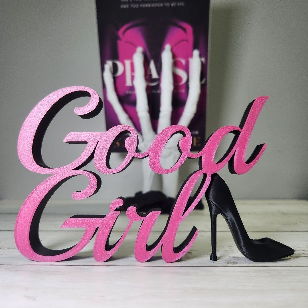Good Girl Shelf Sign - Pink w/ Black Heel