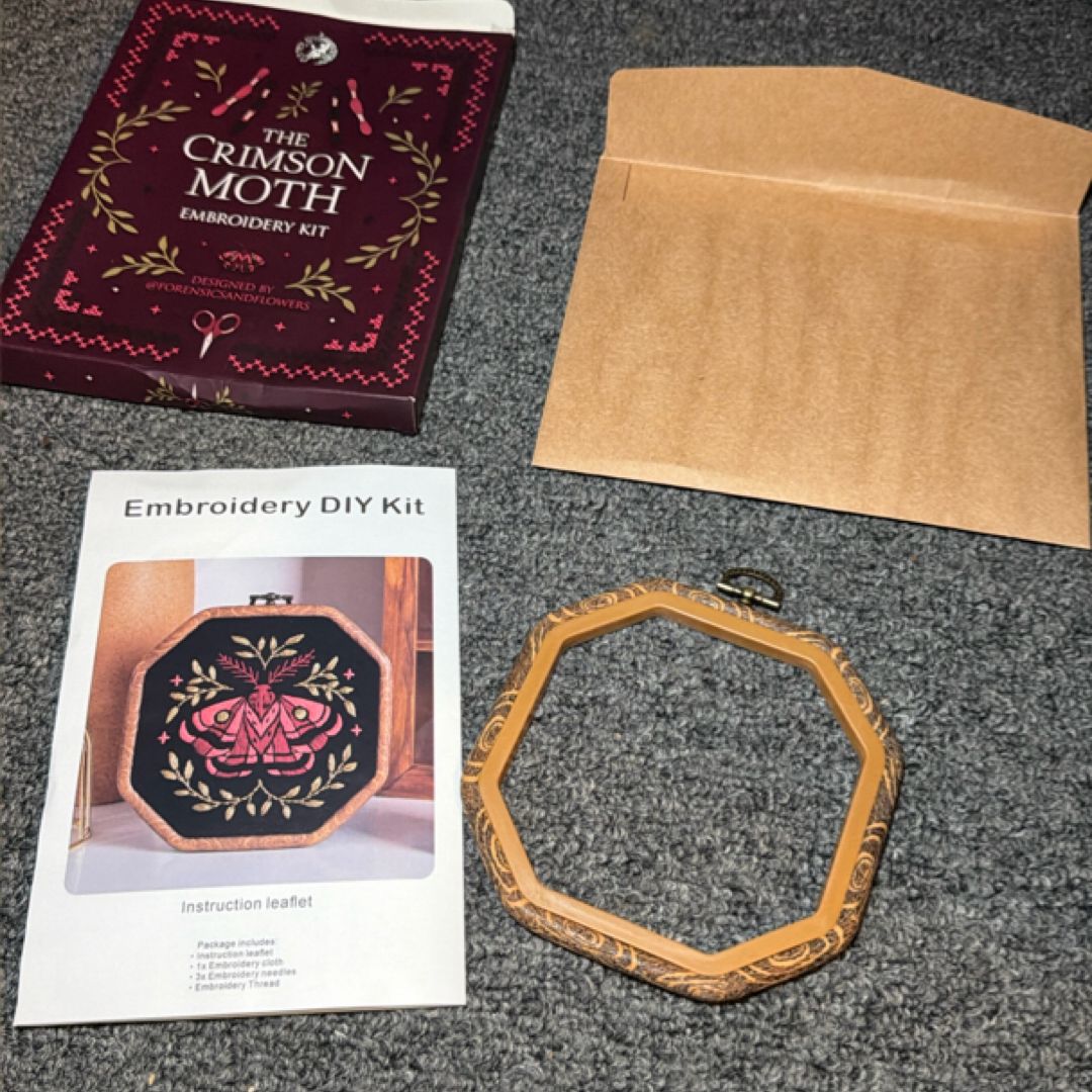 The crimson moth embroidery kit FAiRYLOOT
