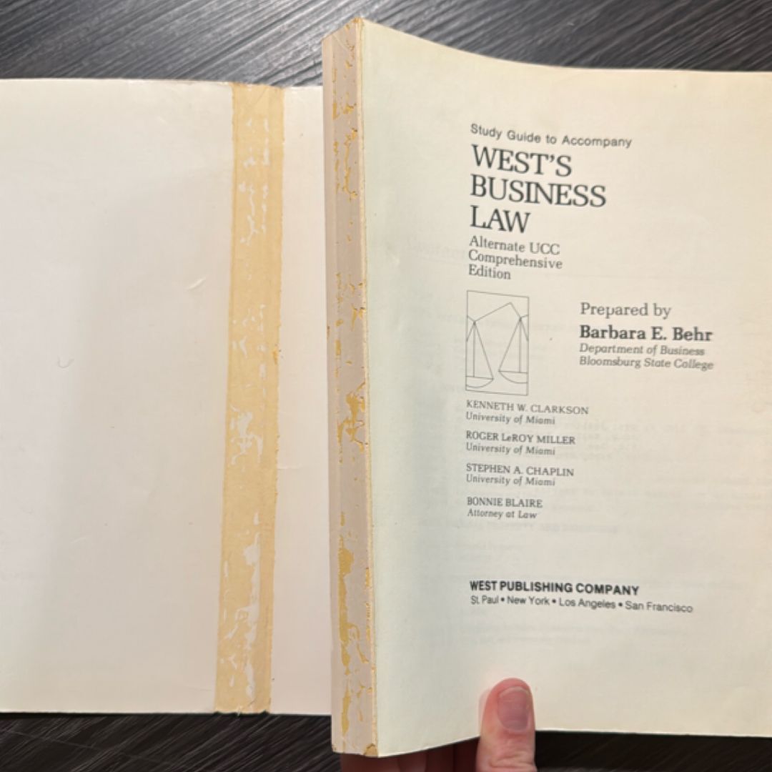 STUDY GUIDE TO ACCOMPANY WEST'S BUSINESS LAW Alternate UCC ...