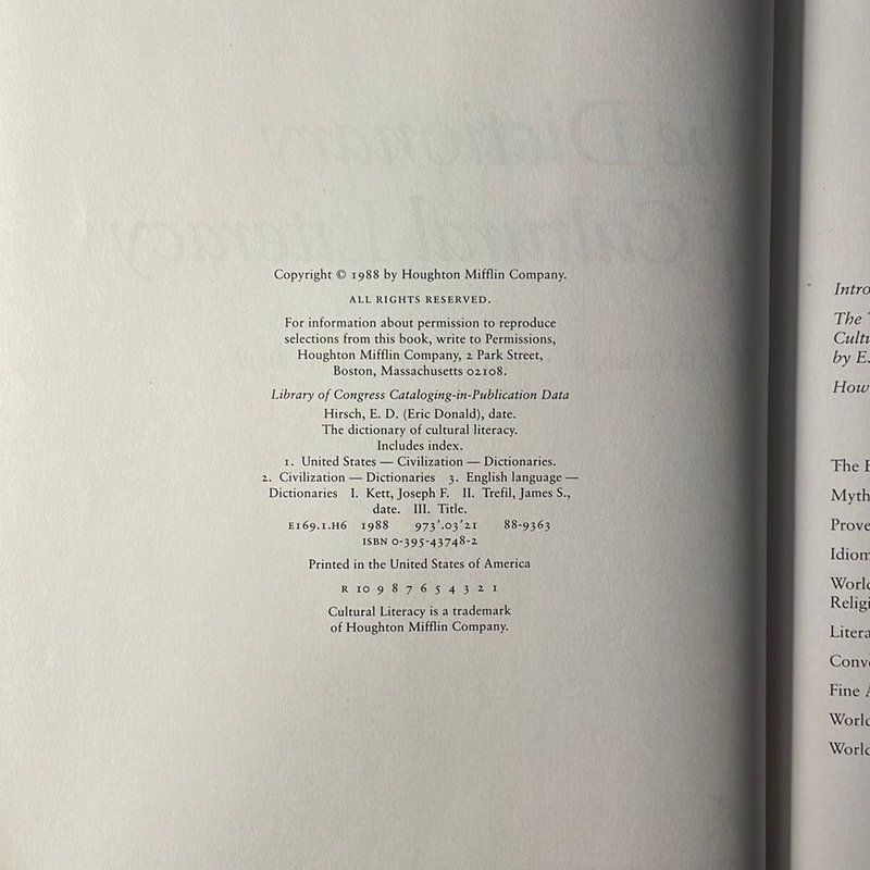 The Dictionary of Cultural Literacy