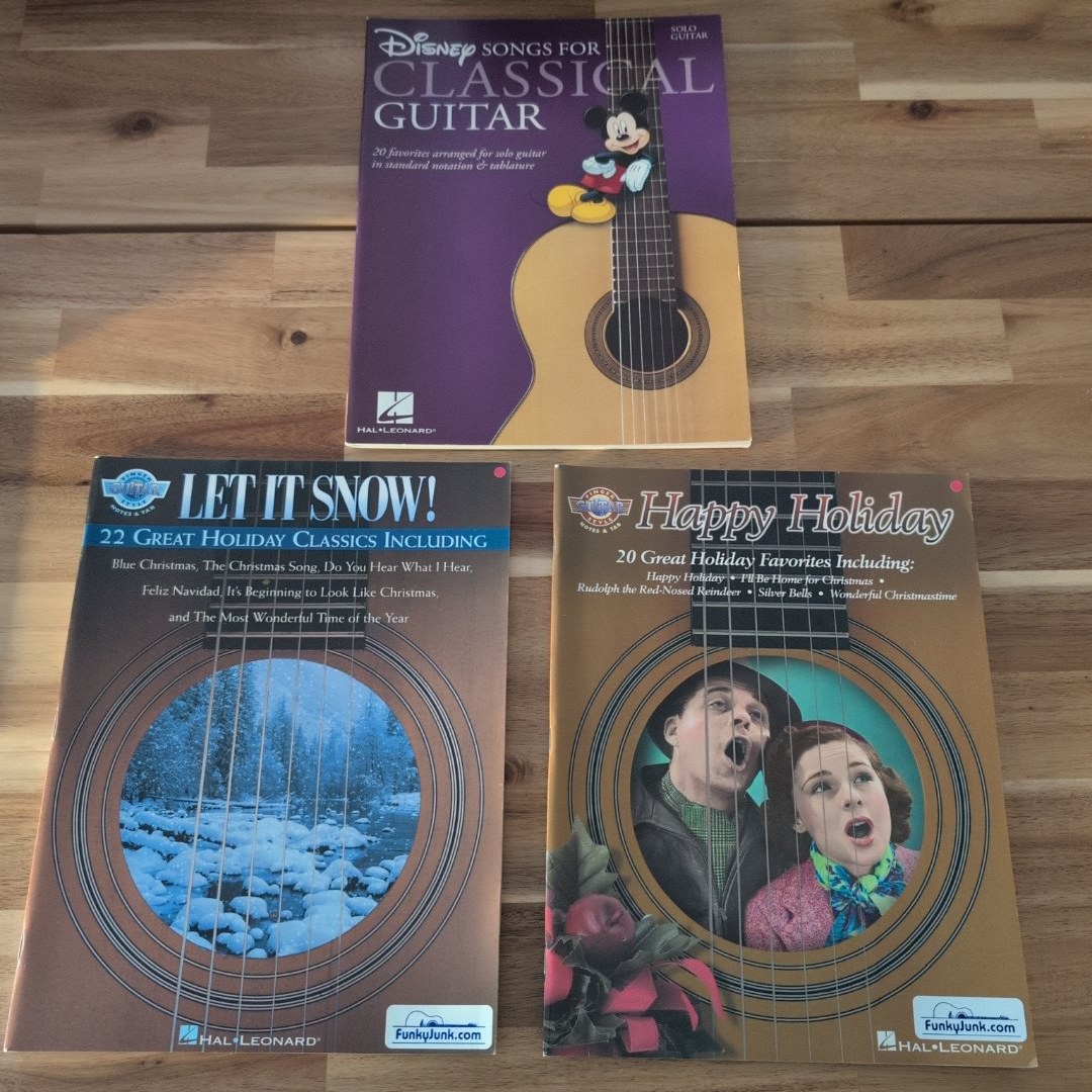 Lot of 3: Let it Snow & Happy Holiday & Disney Songs for Classical Guitar 