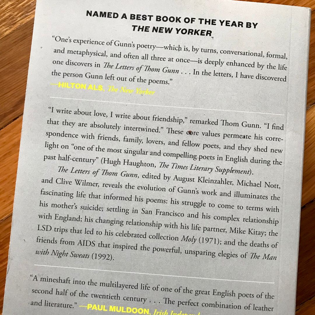 The Letters of Thom Gunn