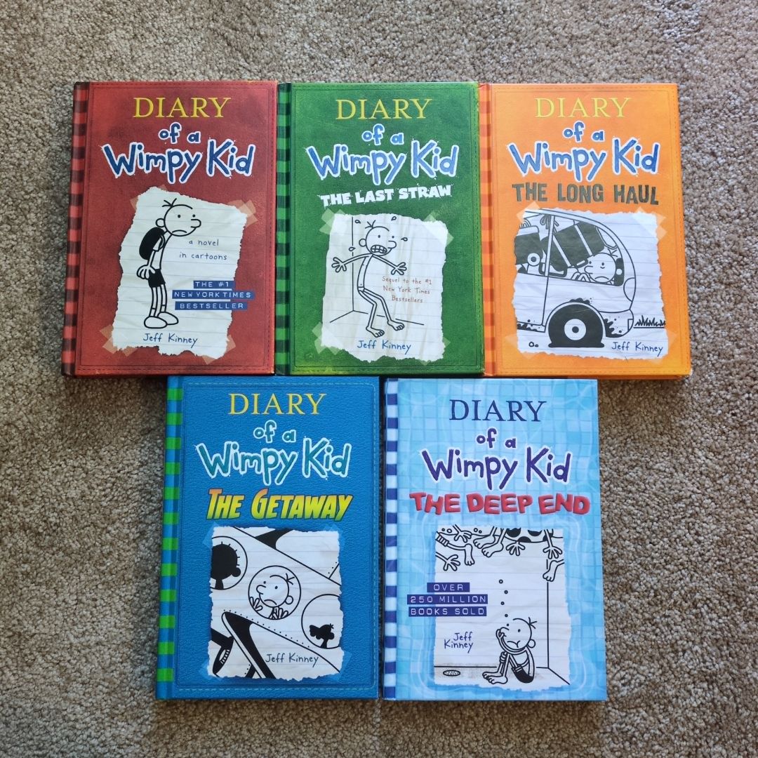 5pk Diary of a Wimpy Kid Hardcovers (#1, 3, 9, 12, 15)