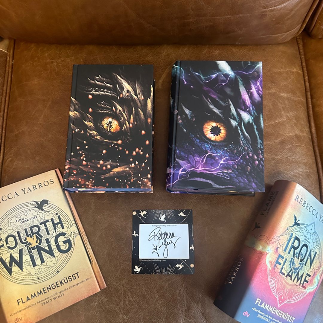 Fourth wing and iron flame german signed edition sprayed edges by