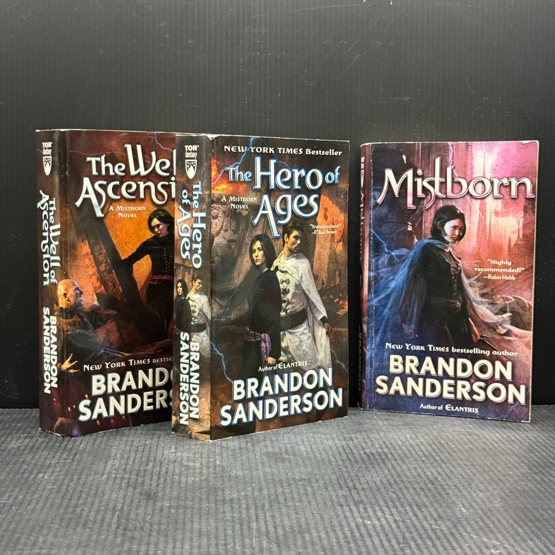 Mistborn, The Well of Ascension, and The Hero of Ages (original MMPB covers)