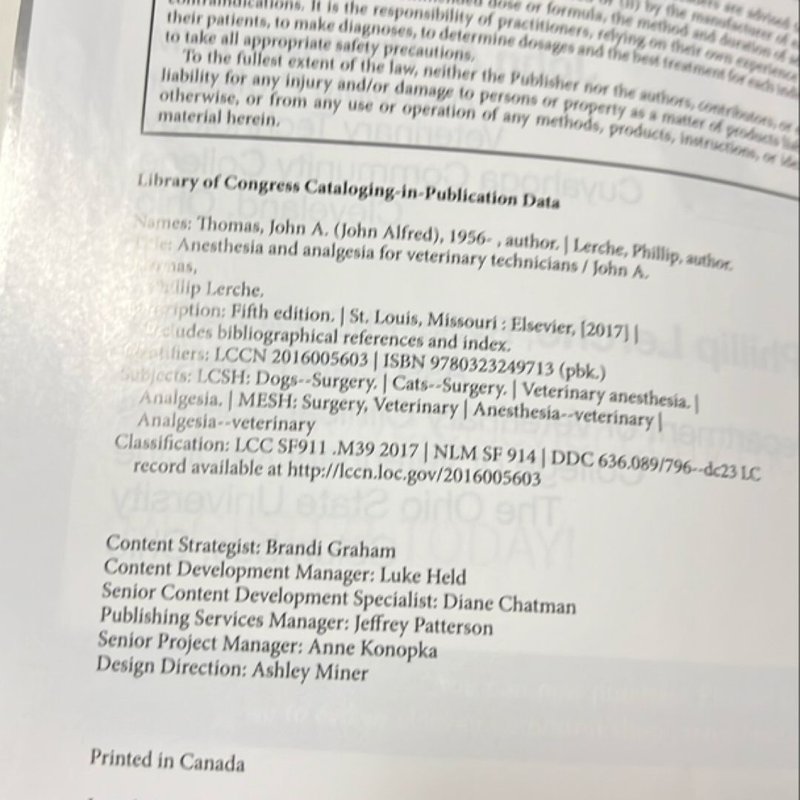 Anesthesia and Analgesia for Veterinary Technicians