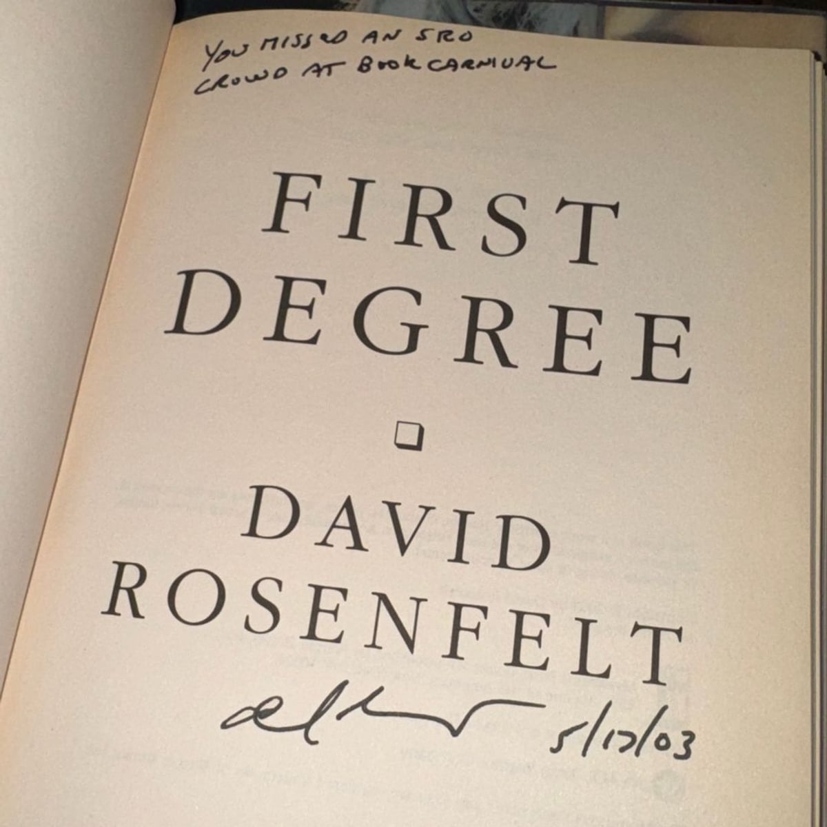 First Degree by David Rosenfelt