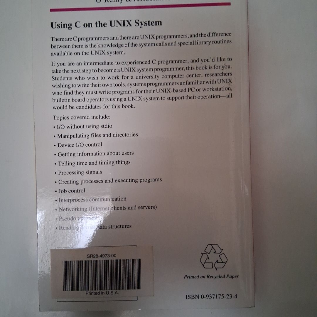 Using C on the UNIX System by Dave Curry
