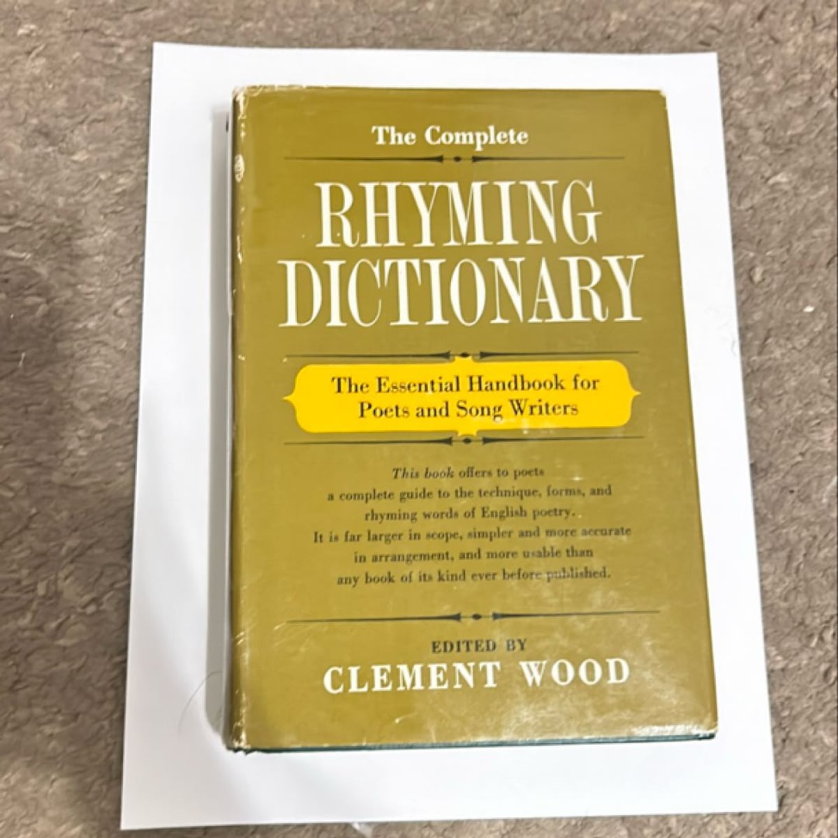 The complete rhyming dictionary by Clement Wood, Hardcover | Pangobooks