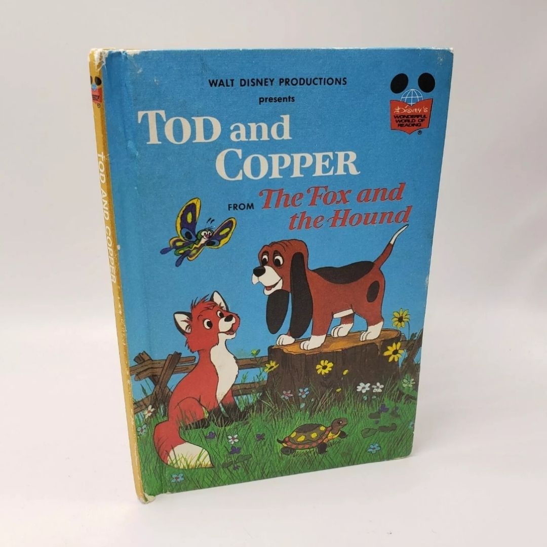Tod Copper Fox Hound Wonderful World Reading Disney Book 1981 Grolier Dog Puppy