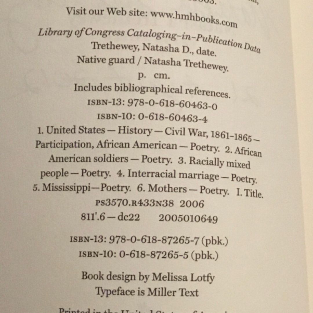 Native Guard by Natasha Trethewey