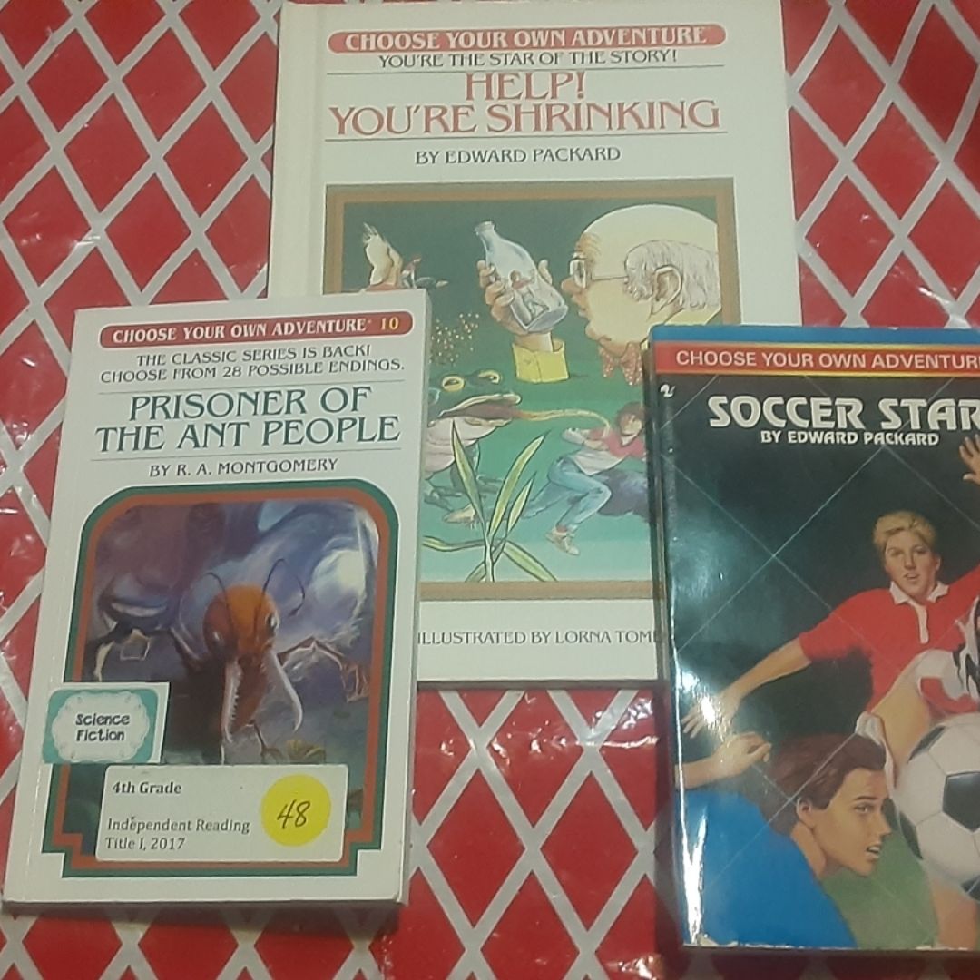 3 CYOA Choose Your Own Adventure book lot Soccer Star,  Ant People,  You're Shrinking 