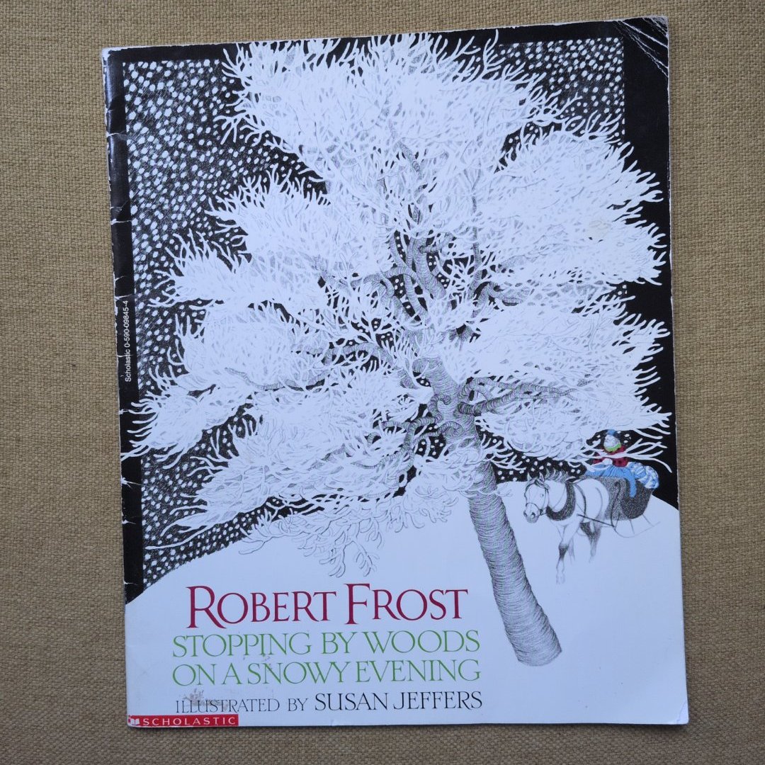 Stopping by Woods on a Snowy Evening, vintage picture book